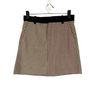 Zara Beige & Pink Plaid Side Pockets School Girl Mini A-Line Skirt Women Sz XS